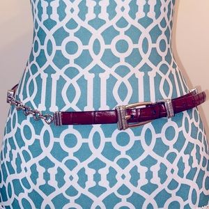 Brighton Brown Croco Leather Heart Link Belt L 34